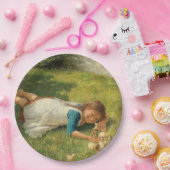 女の遊子とチックス（鶏と鶏） ペーパープレート (パーティー)