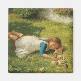 女の遊子とチックス（鶏と鶏） マグネット