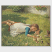 女の遊子とチックス（鶏と鶏） ラッピングペーパー (フラット)