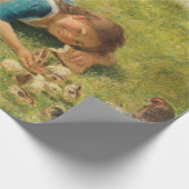 女の遊子とチックス（鶏と鶏） ラッピングペーパー (角)