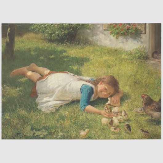 女の遊子とチックス（鶏と鶏） 薄葉紙 (正面)