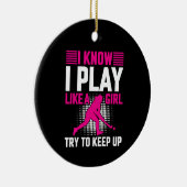 女の遊子のようにホッケー セラミックオーナメント (右)