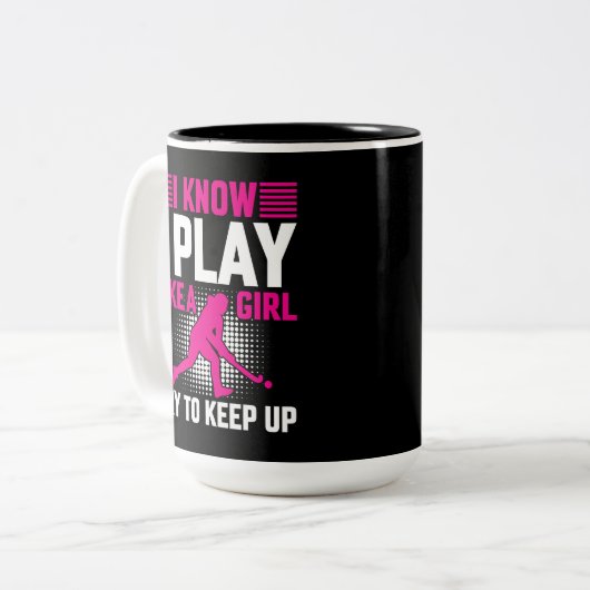 女の遊子のようにホッケー ツートーンマグカップ (正面左)