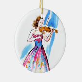 女の遊子のバイオリン セラミックオーナメント (右)
