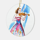 女の遊子のバイオリン セラミックオーナメント (左)