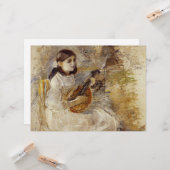 女の遊子のマンドリン（Berthe Morisot著） カード (正面/裏面インサイチュ)