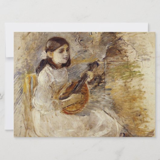女の遊子のマンドリン（Berthe Morisot著） カード (正面)