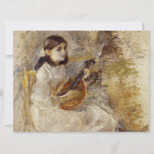 女の遊子のマンドリン（Berthe Morisot著）