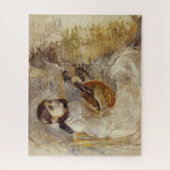 女の遊子のマンドリン（Berthe Morisot著） ジグソーパズル (縦)