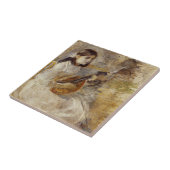 女の遊子のマンドリン（Berthe Morisot著） タイル (側面)