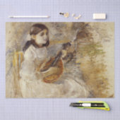 女の遊子のマンドリン（Berthe Morisot著） 薄葉紙 (クラフト)