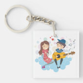 女の遊子の愛と音楽のための少年のギター キーホルダー (正面)