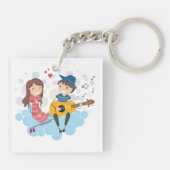 女の遊子の愛と音楽のための少年のギター キーホルダー (裏面)