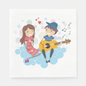 女の遊子の愛と音楽のための少年のギター スタンダードランチョンナプキン (正面)