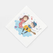 女の遊子の愛と音楽のための少年のギター スタンダードランチョンナプキン (角)