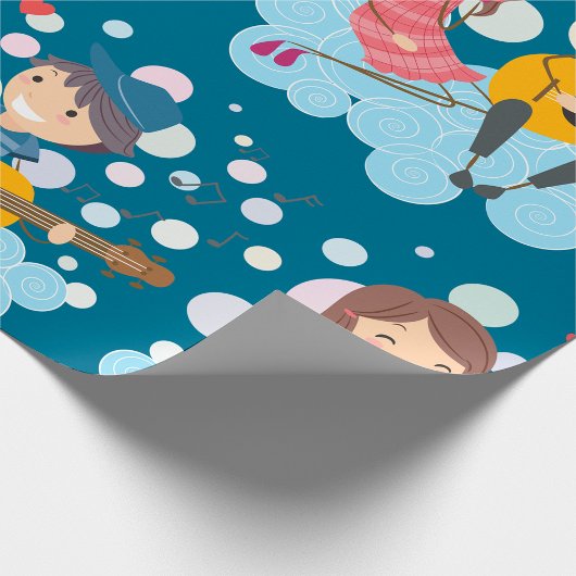 女の遊子の愛と音楽のための少年のギター ラッピングペーパー