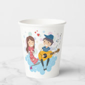 女の遊子の愛と音楽のための少年のギター 紙コップ (正面)