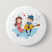 女の遊子の愛と音楽のための少年のギター 缶バッジ (正面)