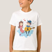 女の遊子の愛と音楽のための少年のギター Tシャツ (正面)