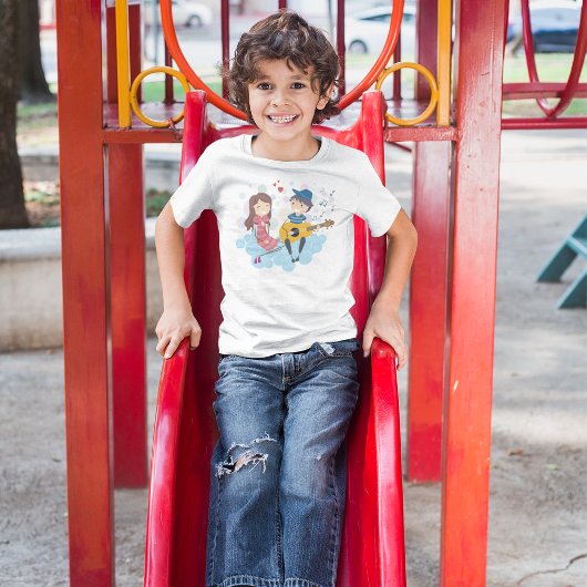 女の遊子の愛と音楽のための少年のギター Tシャツ