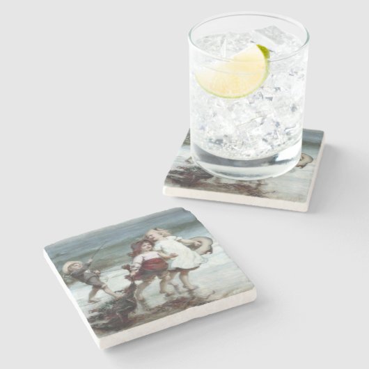 女の遊子はビーチの馬として ストーンコースター (横)