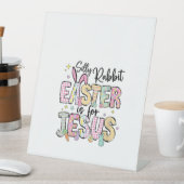 女の間抜けうさぎイースターはイエスのかわいいバニー 台座サイン (インサイチュ)