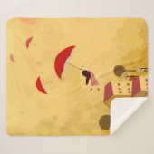 女の飛んでいる子の夢後を追は傘で シェルパブランケット (正面(横))