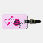 女の飛んでいる子ハートladybugピンクidラゲッジタグ ラゲッジタグ (正面横)