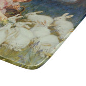 女の食べ物を与え子のウサギ カッティングボード (角)