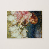 女の食べ物を与え子のウサギ ジグソーパズル (横)