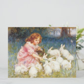 女の食べ物を与え子のウサギ(フレデリック・モーガン) カード (スタンド正面)