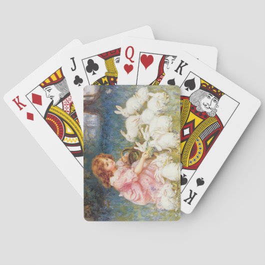 女の食べ物を与え子のウサギ(フレデリック・モーガン) トランプ (裏面)