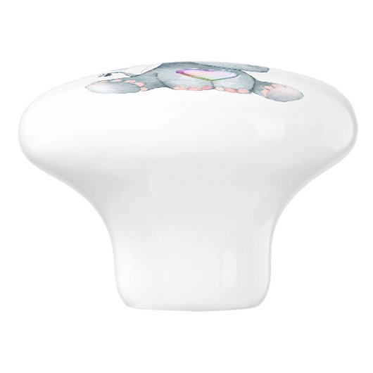 女の魅力的子エレファントピンクバルーンハート セラミックノブ (側面)