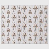 女の10代の子の髪を水玉模様に貼る ラッピングペーパー (フラット)