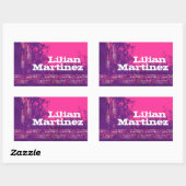 女の10代の子スポーツ名パープルピンクidラベル 長方形シール (シート)