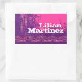 女の10代の子スポーツ名パープルピンクidラベル 長方形シール (バッグ)