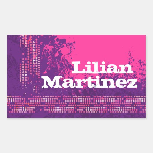 女の10代の子スポーツ名パープルピンクidラベル 長方形シール (正面)