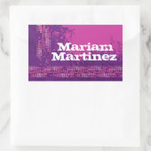 女の10代の子スポーツ名パープルピンクidラベル 長方形シール (バッグ)