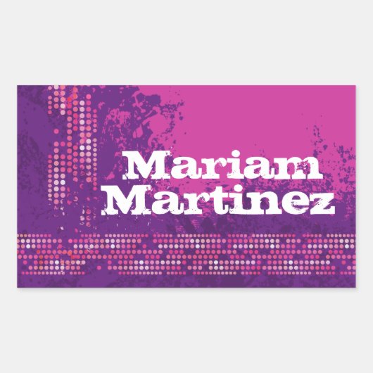 女の10代の子スポーツ名パープルピンクidラベル 長方形シール (正面)
