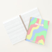 女の10代の子レトロピンク緑の波線の件名 ノートブック (内部)