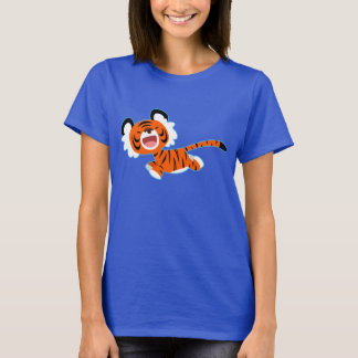 女のTシャツの走可愛い漫画の虎 Tシャツ