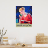 女はお茶を完全に飲んでいる、ヴィンテージ ポスター (キッチン)