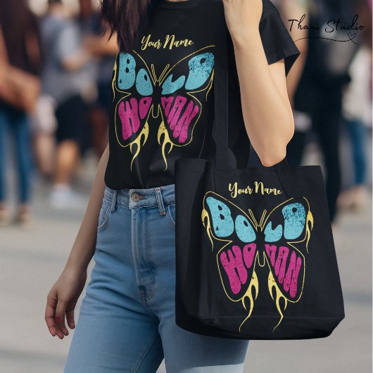 女はっきりした名パーソナライズされたバタフ素朴ラ トートバッグ