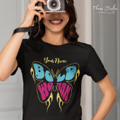 女はっきりした名パーソナライズされたバタフ素朴ラ Tシャツ