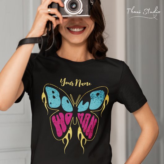 女はっきりした名パーソナライズされたバタフ素朴ラ Tシャツ