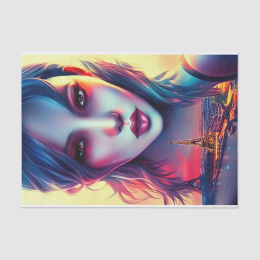 女はっきりした芸術的モダン性パリエッフェルタワー 薄葉紙 (正面)