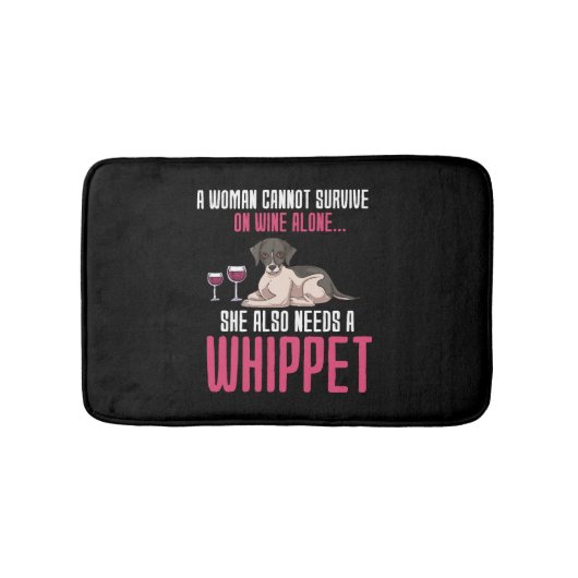 女はウィッ生き延びペットでワインは飲めない バスマット (正面)