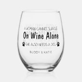 女は一人で酒を飲むこ生き延びとはできない ステムなしワイングラス (裏面)