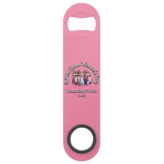 女は世界を変える。女国際的の日。 スピード栓抜き (正面)