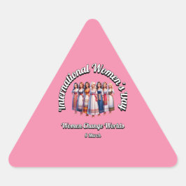 女は世界を変える。女国際的の日。 三角形シール